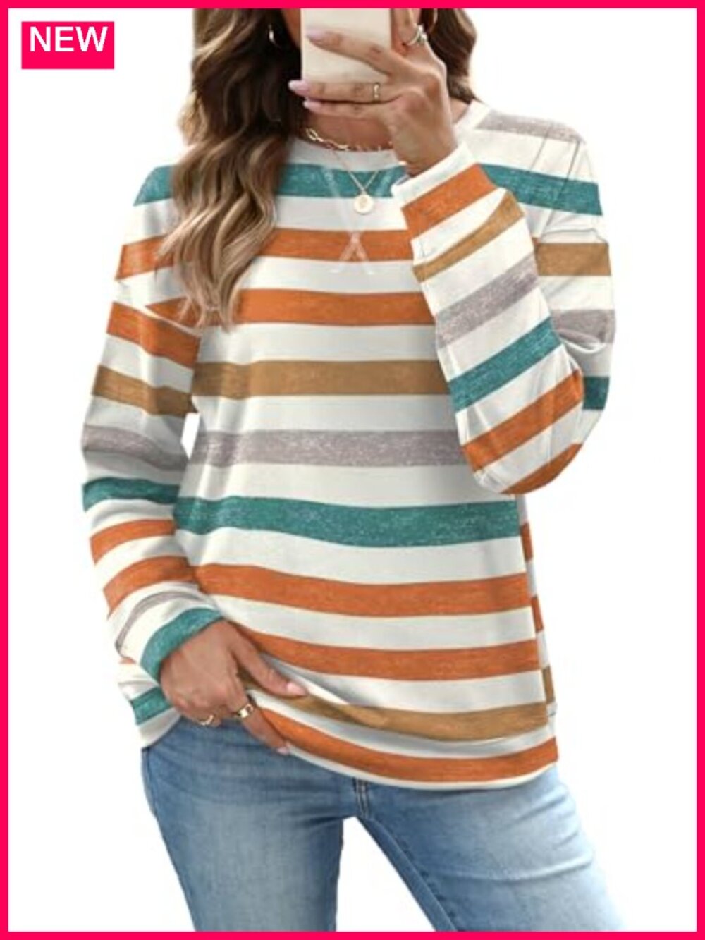 Crewneck Sweatshirt Long Sleeve Pullover Relaxed Fit Women's Top